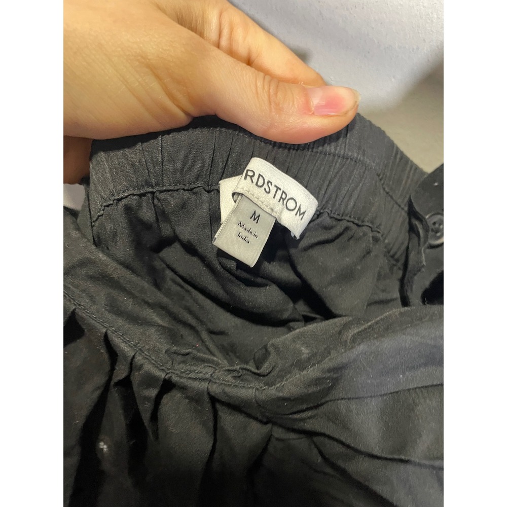 Nordstrom Midi Dress Womens Medium Black Cotton Pleated Sleeveless Minimalist - Picture 4 of 7